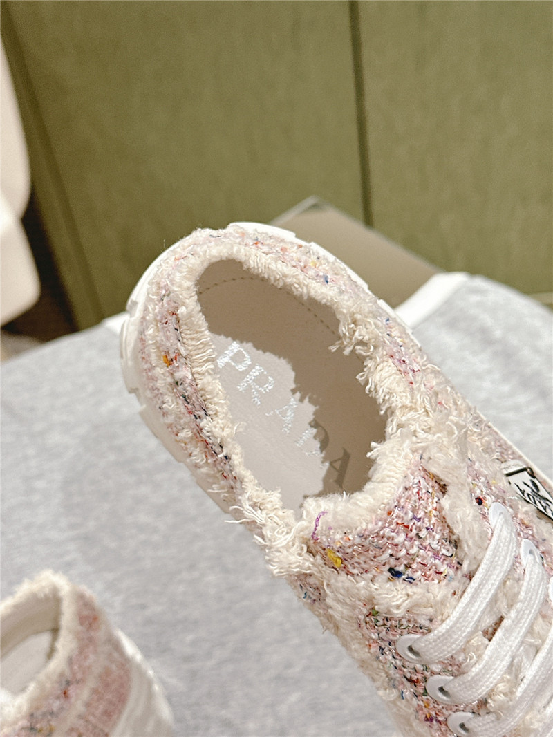 Pra*a double wheel tweed trainers in pink