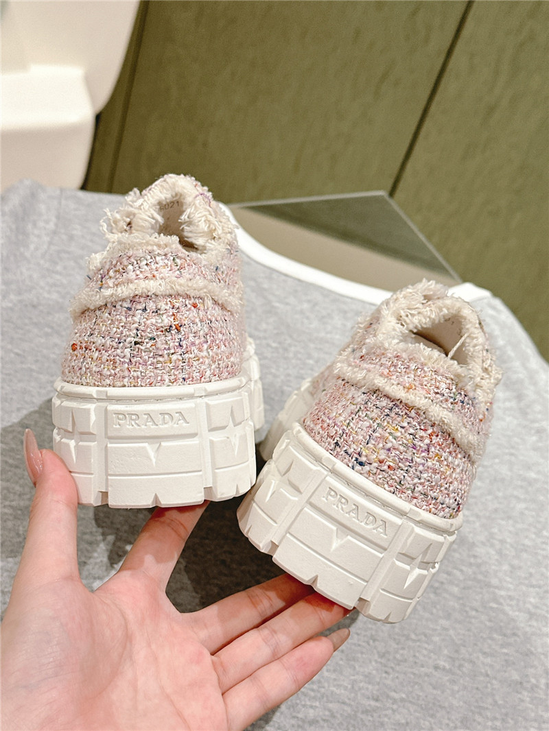 Pra*a double wheel tweed trainers in pink