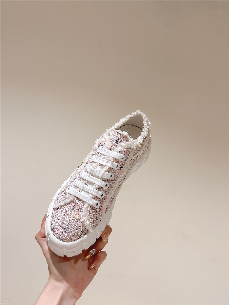 Pra*a double wheel tweed trainers in pink