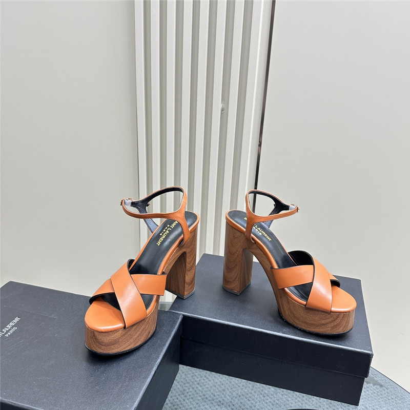 Sa1nt Lau*nt brown wooden bianca platform sandals