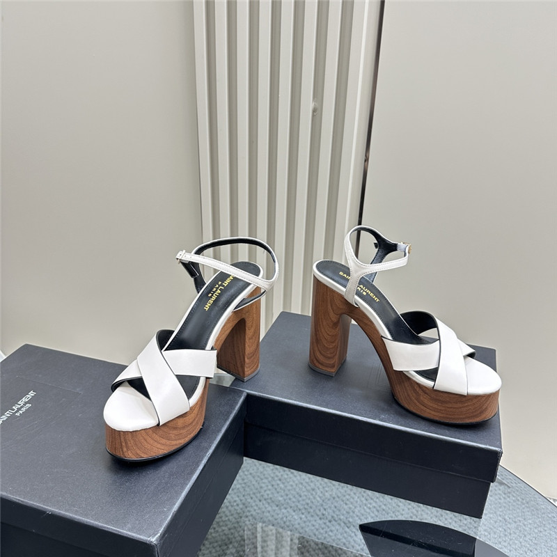 Sa1nt Lau*nt white and black wooden bianca platform sandals