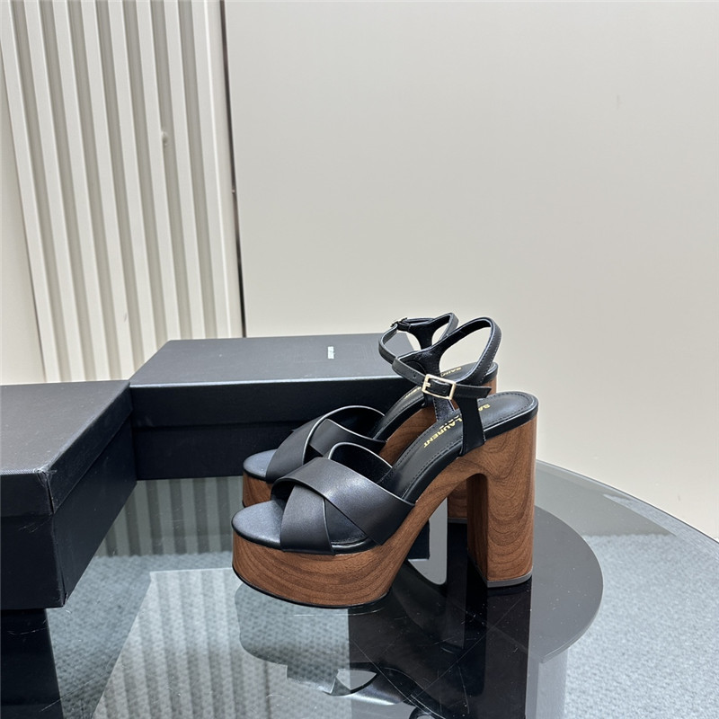 Sa1nt Lau*nt black wooden bianca platform sandals