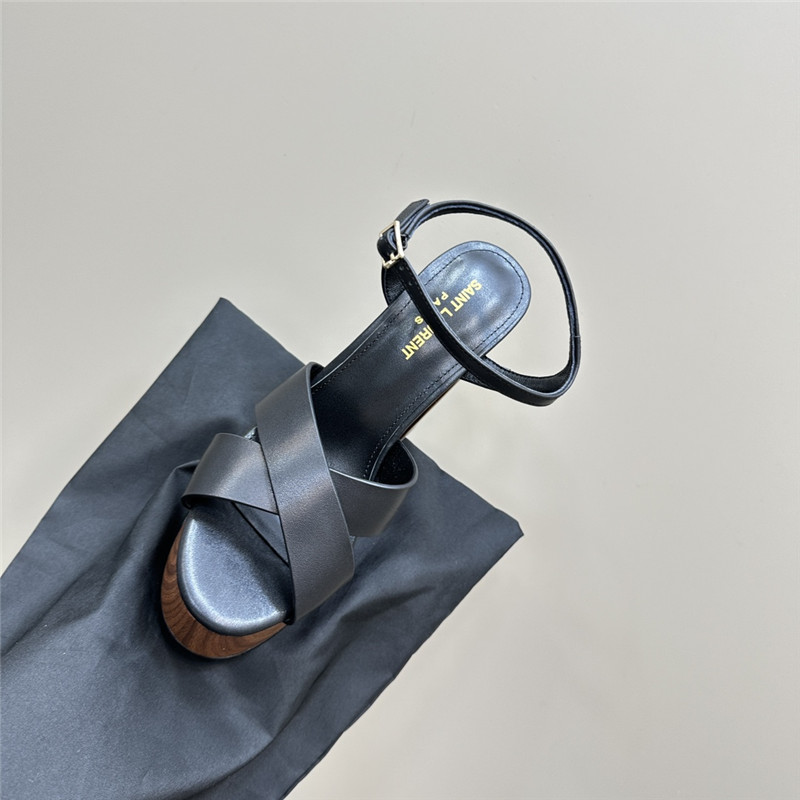 Sa1nt Lau*nt black wooden bianca platform sandals