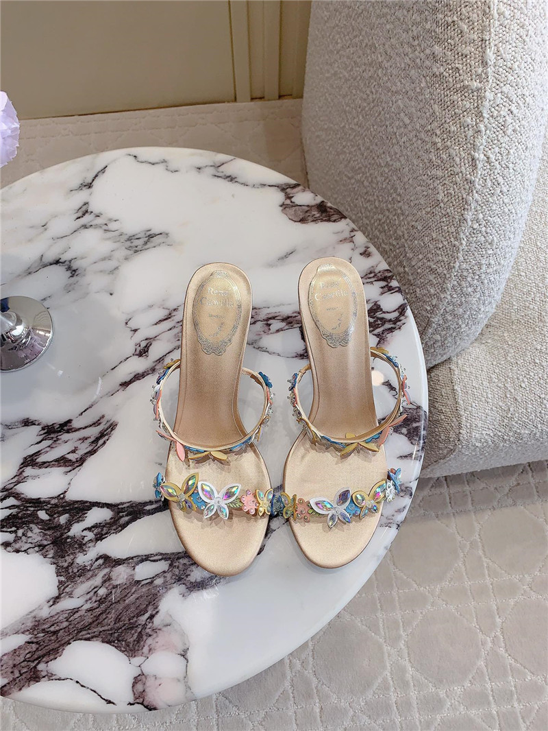 Rene Caovilla Jeweled Eden Nude Slider Sandal