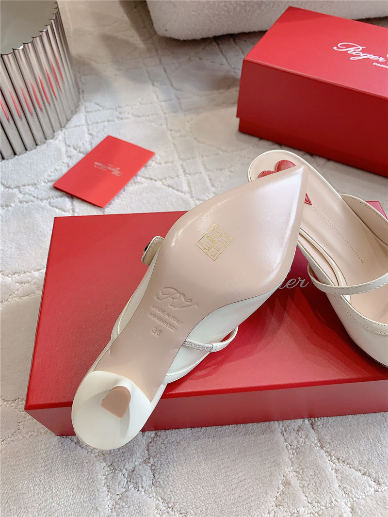 Roger Vivier Mary Jane Virgule Mules White and Pink Patent