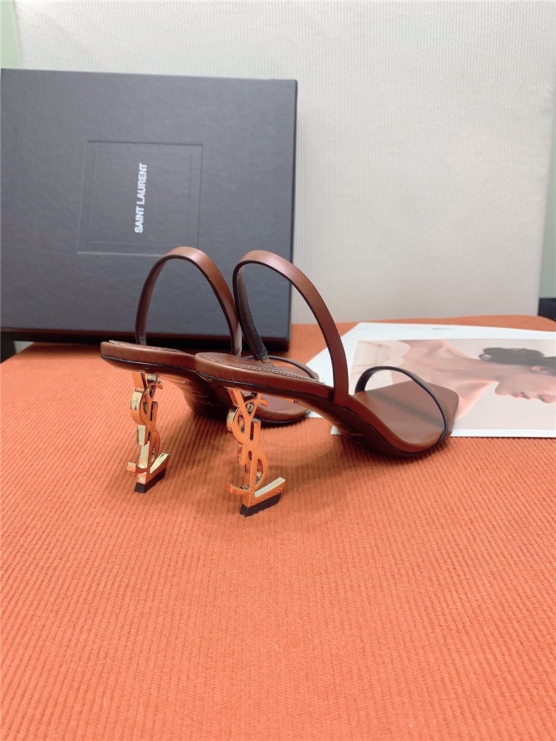 Sa1nt Lau*nt opyum slingback in brown glazed leather