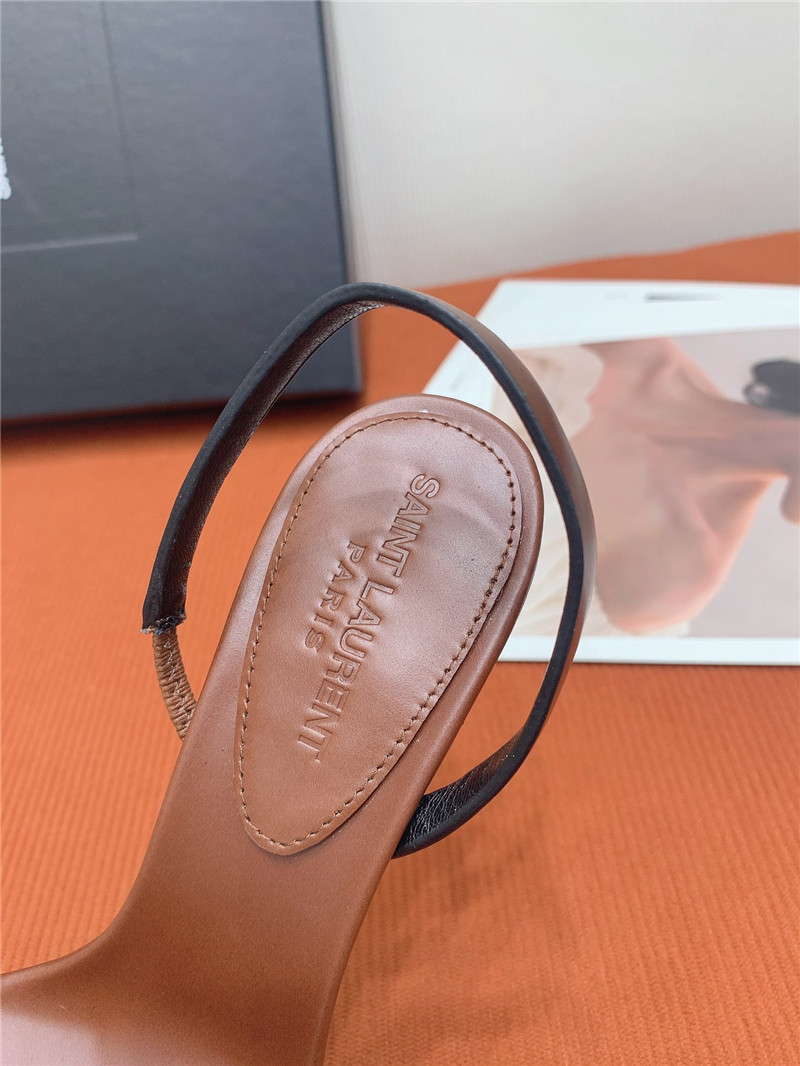 Sa1nt Lau*nt opyum slingback in brown glazed leather