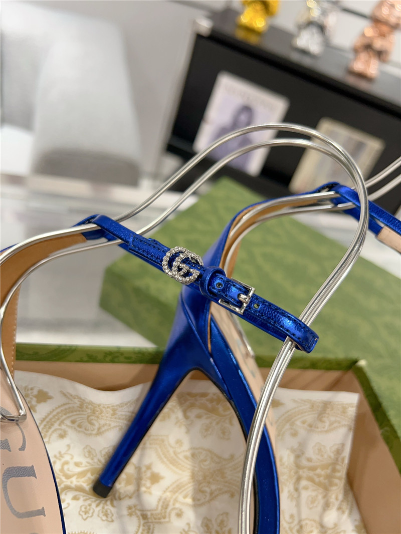 Gvc*1 gg metallic blue strappy heel sandals