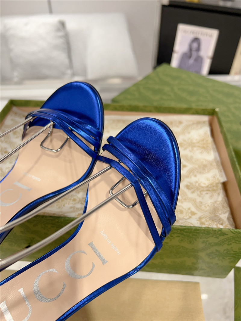Gvc*1 gg metallic blue strappy heel sandals
