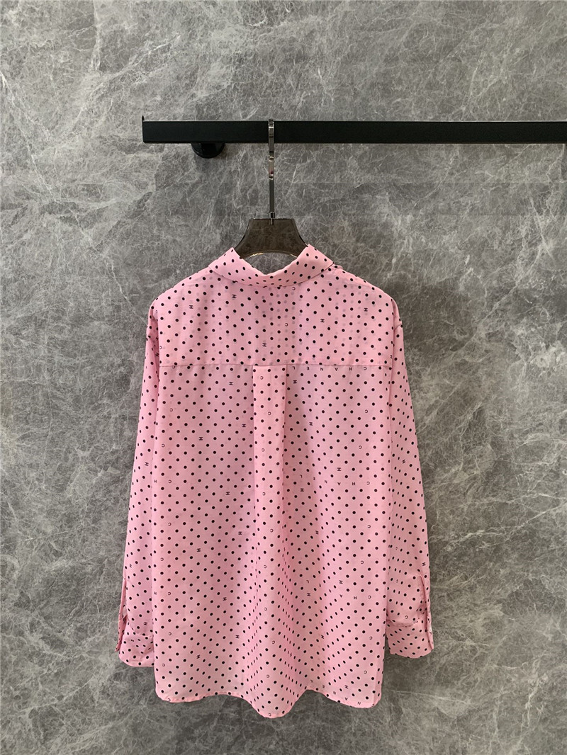Ch**el holiday style polka dot long sleeve shirt