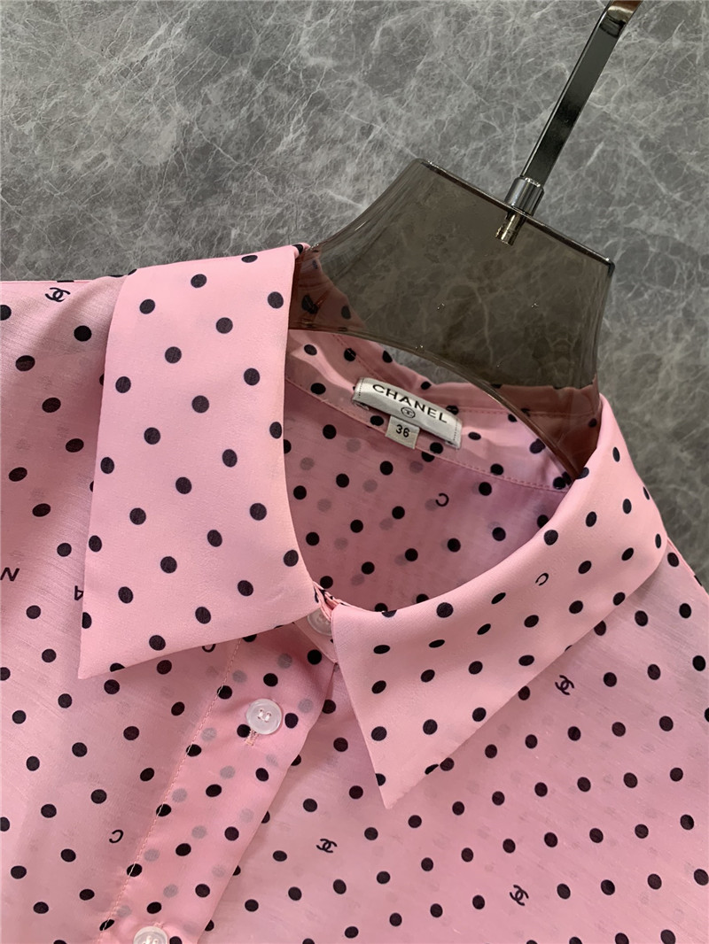 Ch**el holiday style polka dot long sleeve shirt