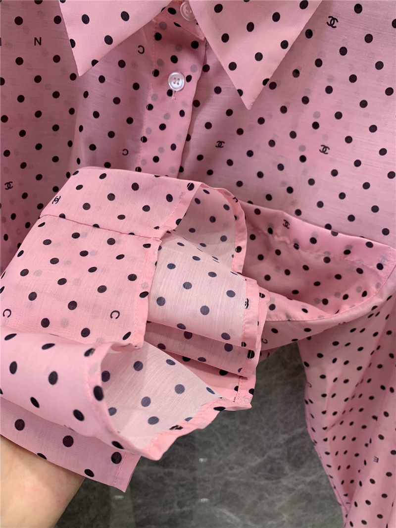 Ch**el holiday style polka dot long sleeve shirt