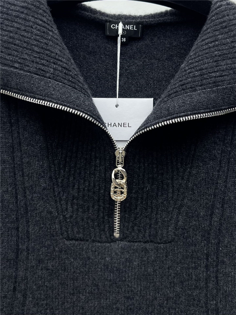 Ch**el lapel zipper cashmere vest replicas clothes