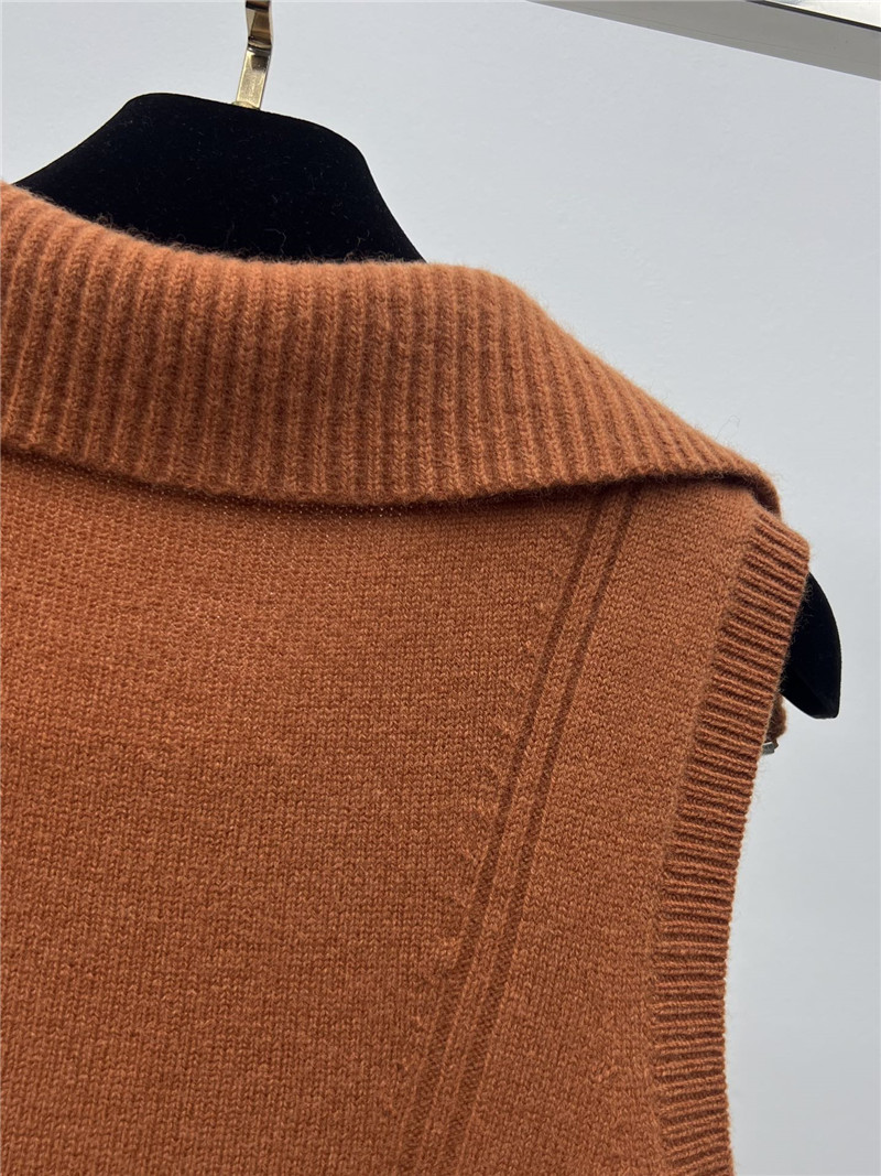 Ch**el lapel zipper cashmere vest replicas clothes