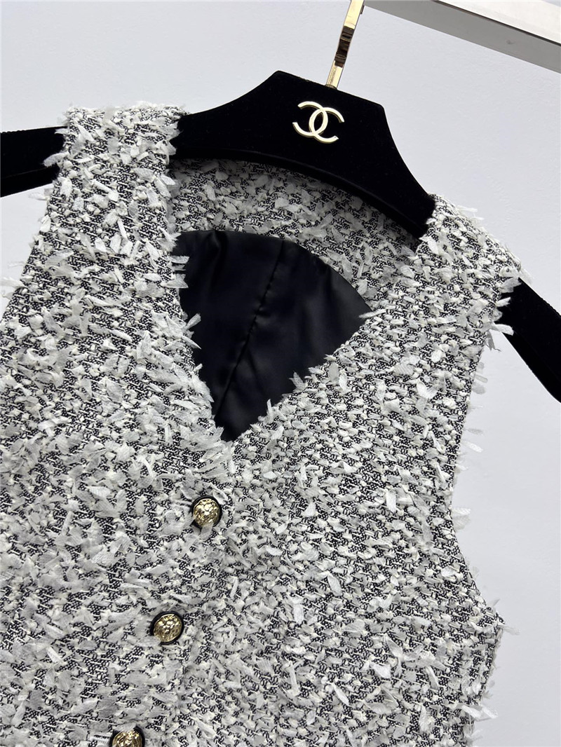 Ch**el grey v-neck tweed vest