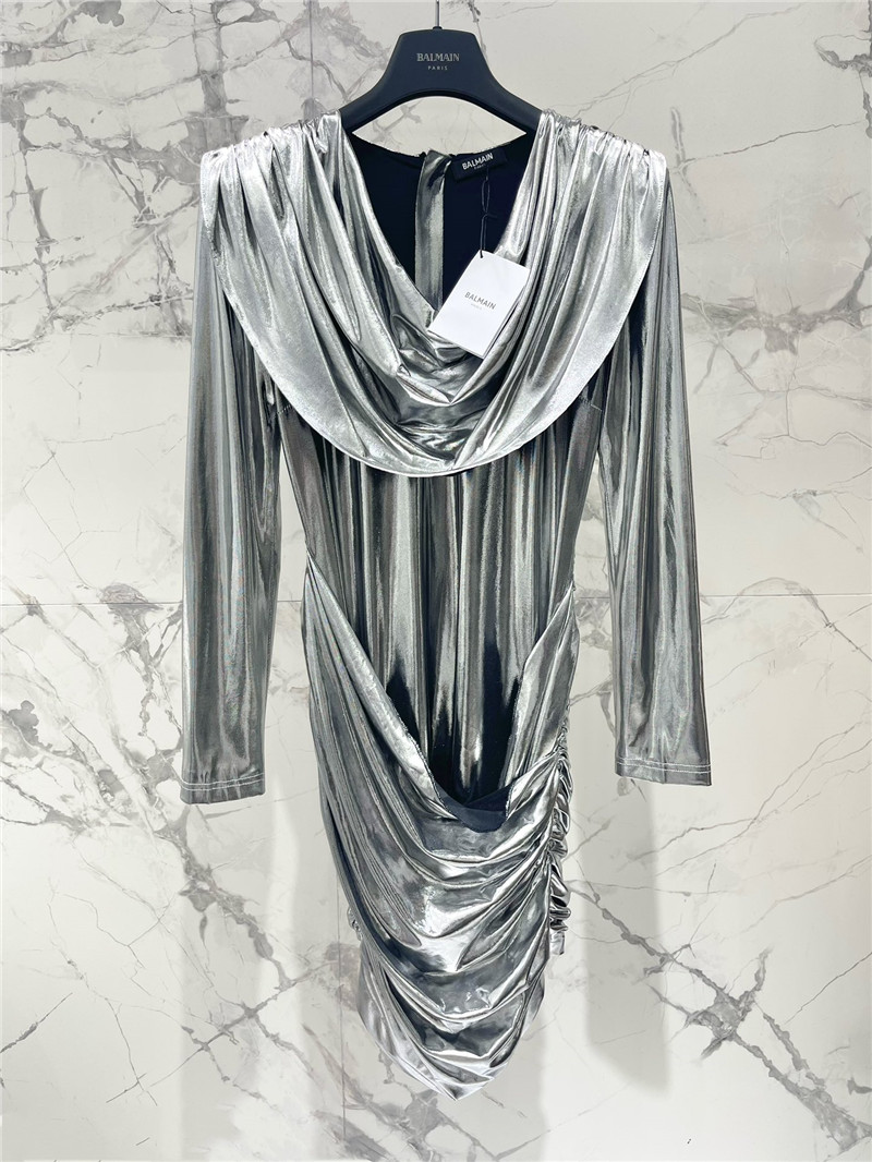 Balmain pleated dress cheap replica designer clothes