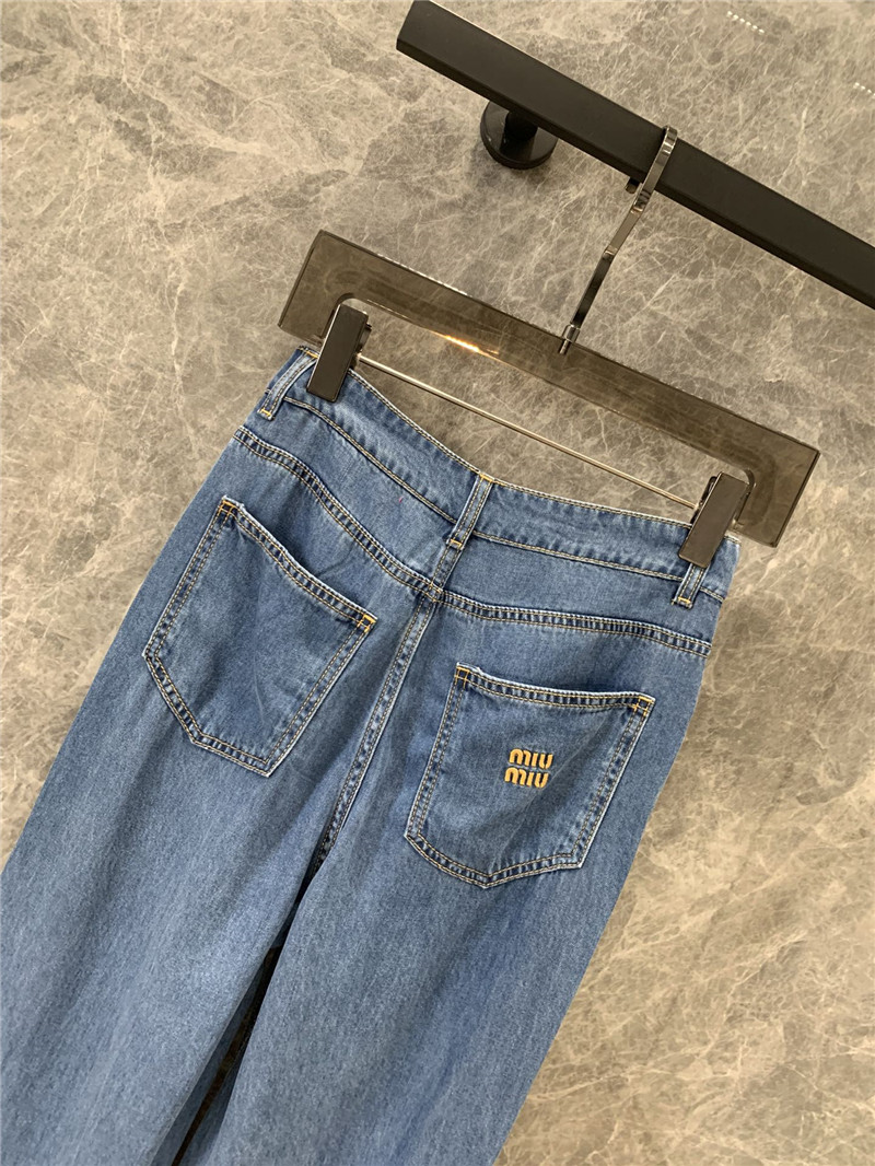 M1um1u blue soft denim trousers replica d&g clothing