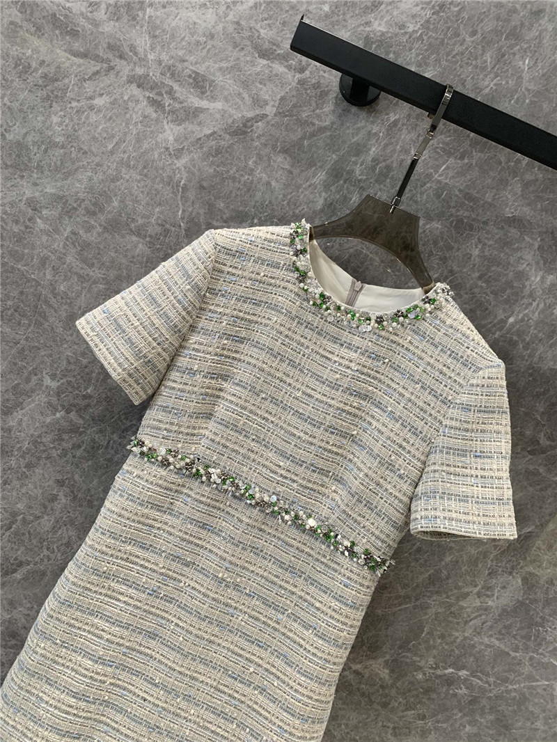Va1e*ntin0 beaded tweed short sleeve dress replicas clothes