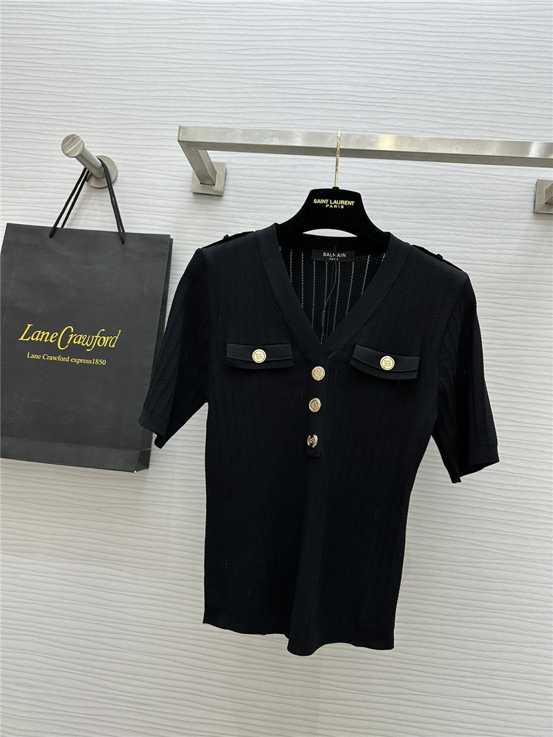 Balmain gold button short sleeve replica d&g clothing