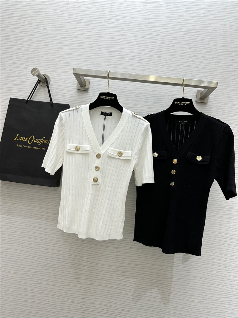Balmain gold button short sleeve replica d&g clothing