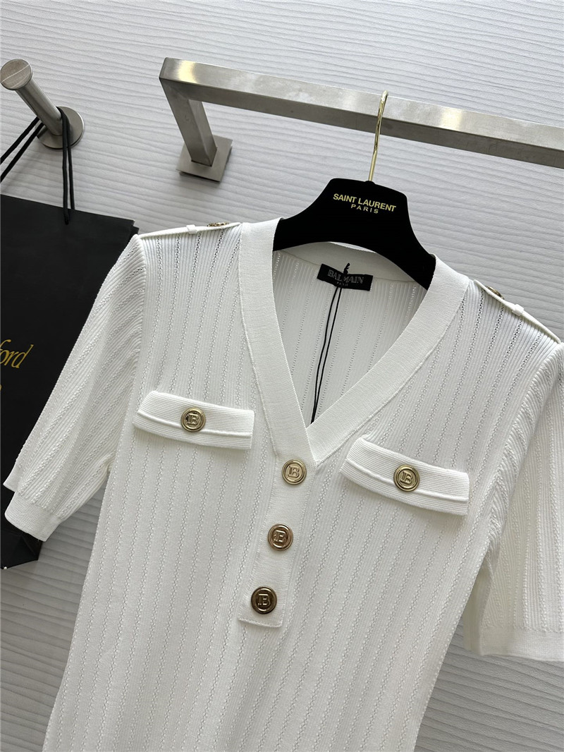 Balmain gold button short sleeve replica d&g clothing