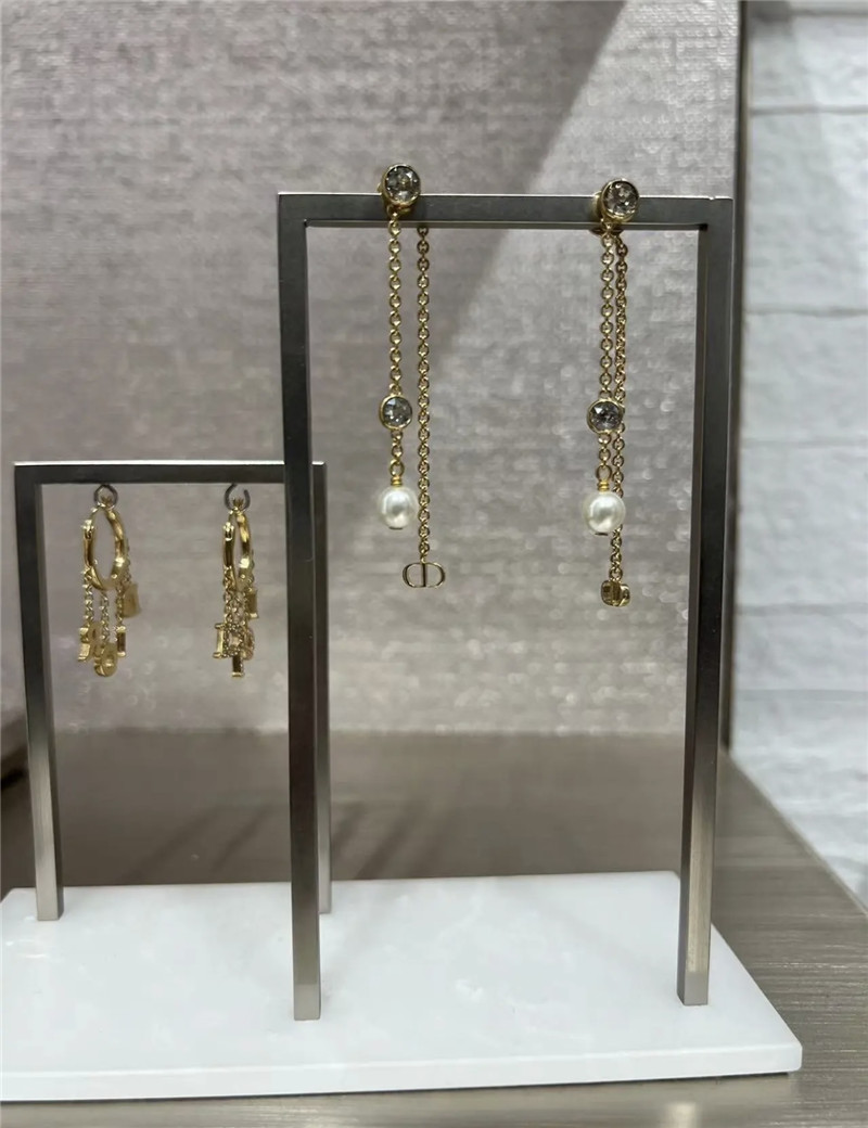 D10r crystal chain pearl earrings