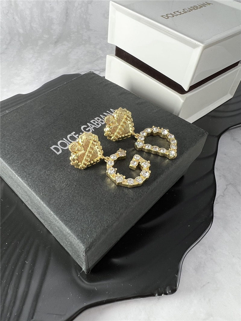 dolce & gabbana d&g white D1am0nd letter earrings