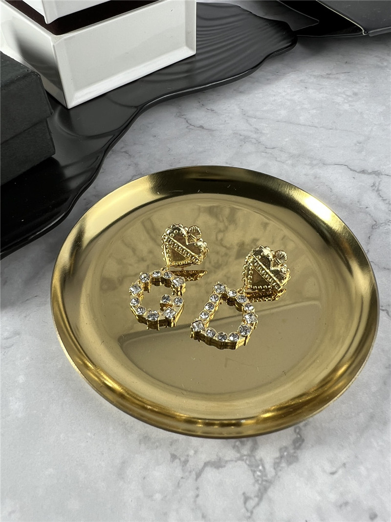 dolce & gabbana d&g white D1am0nd letter earrings