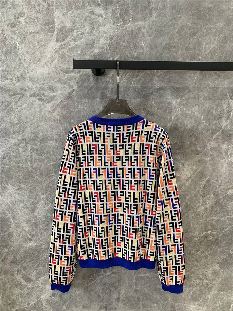 F**di letter knitted round neck cardigan replica clothes