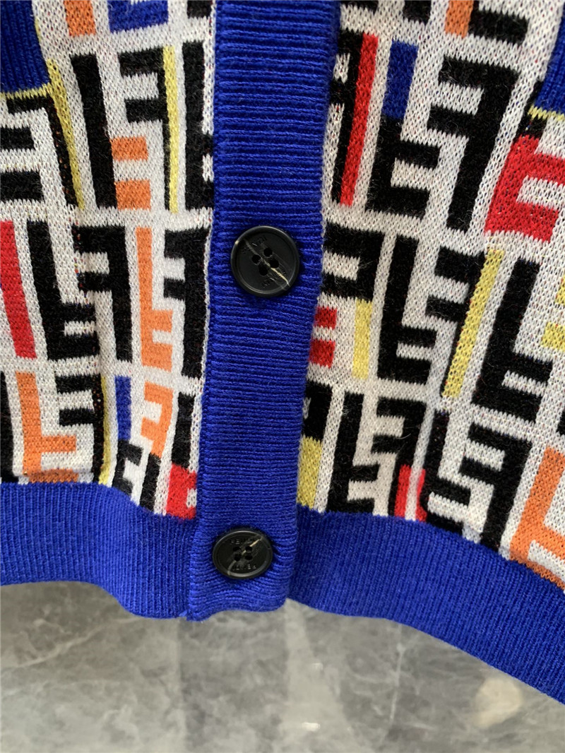 F**di letter knitted round neck cardigan replica clothes