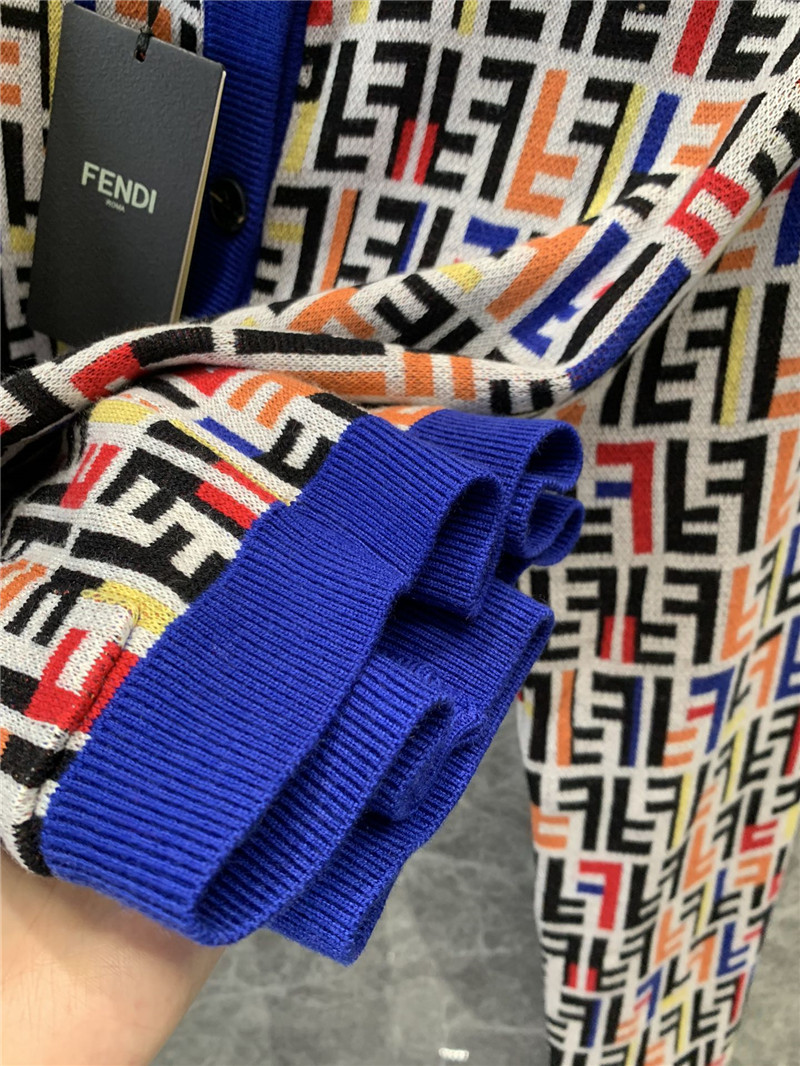 F**di letter knitted round neck cardigan replica clothes