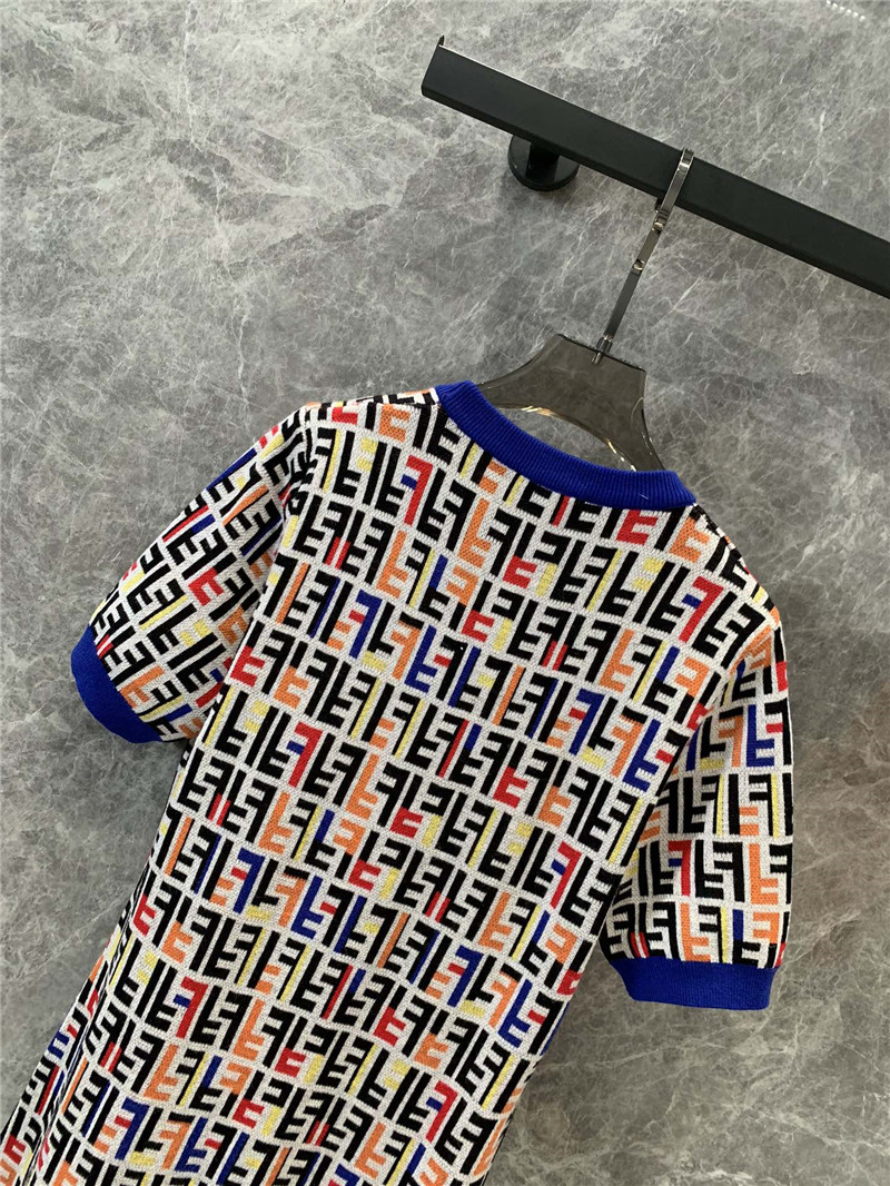 F**di letter knitted short-sleeved dress replica clothing sites