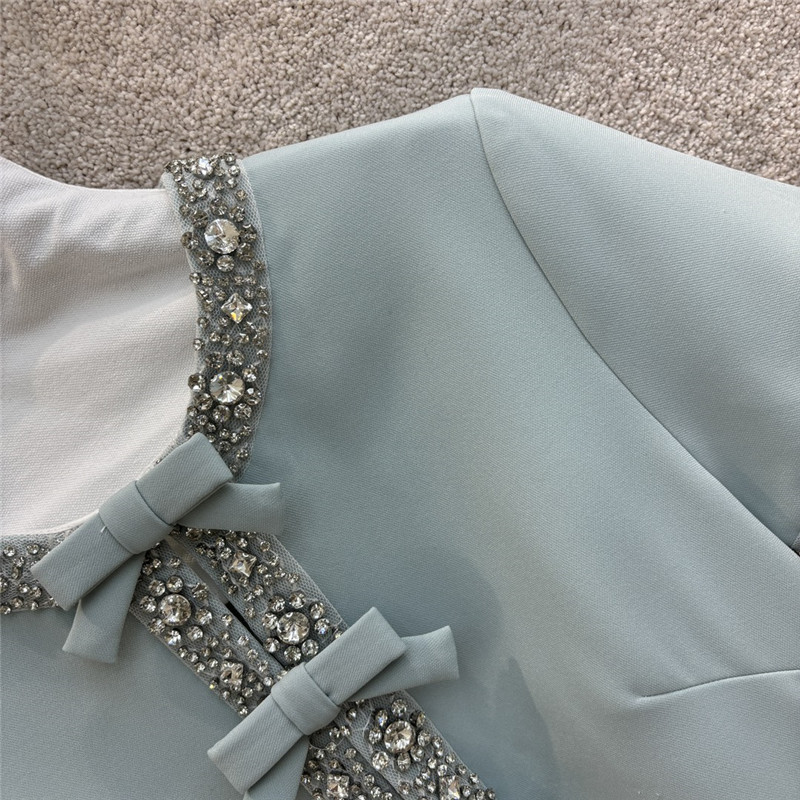 Va1e*ntin0 bow french short sleeve dress replica clothing