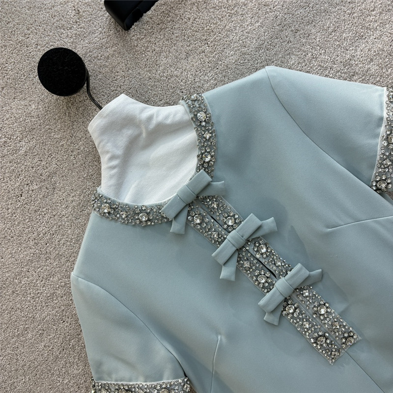 Va1e*ntin0 bow french short sleeve dress replica clothing