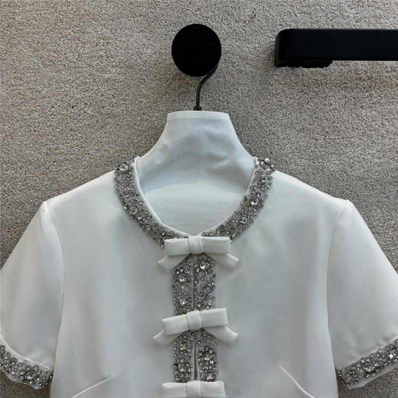 Va1e*ntin0 bow french short sleeve dress replica clothing