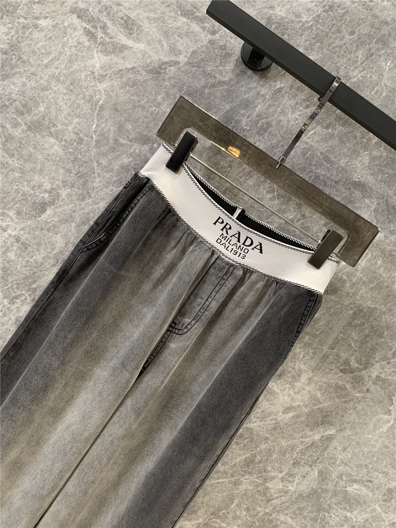Pra*a waistband denim trousers replica d&g clothing