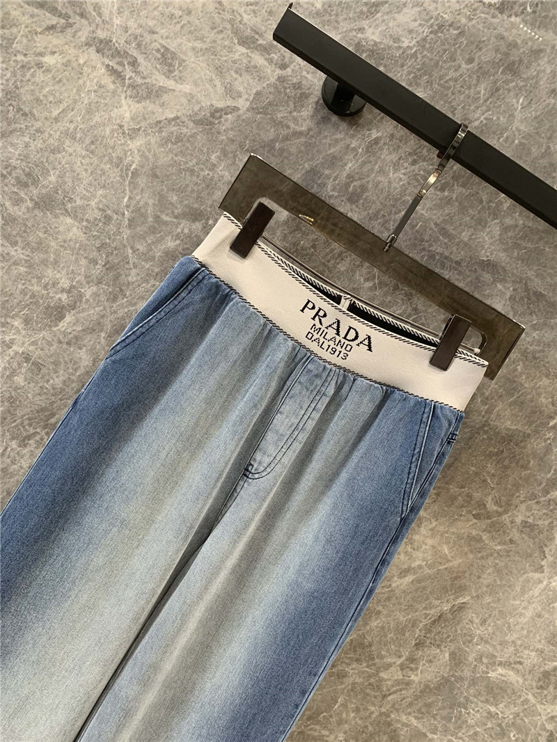 Pra*a waistband denim trousers replica d&g clothing
