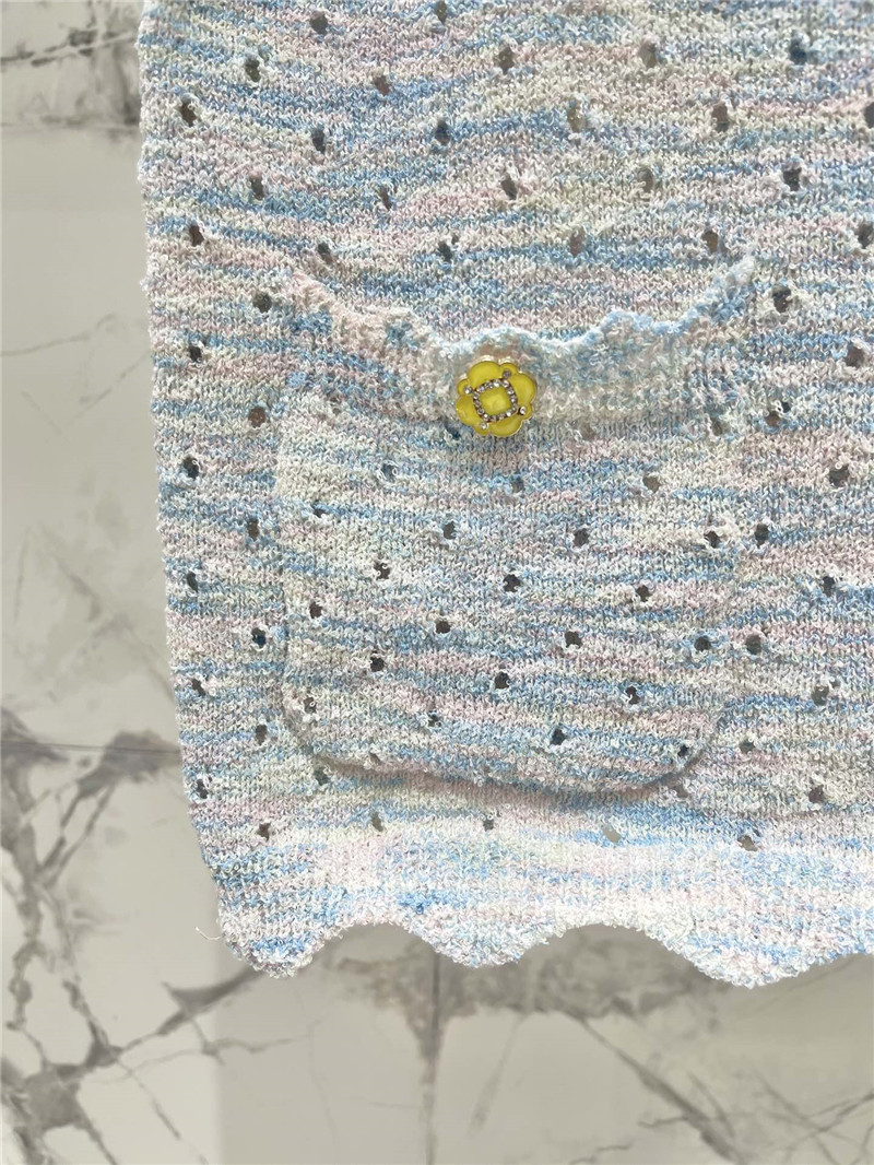 Ch**el colorful yarn lace hollow knitted vest replicas clothes