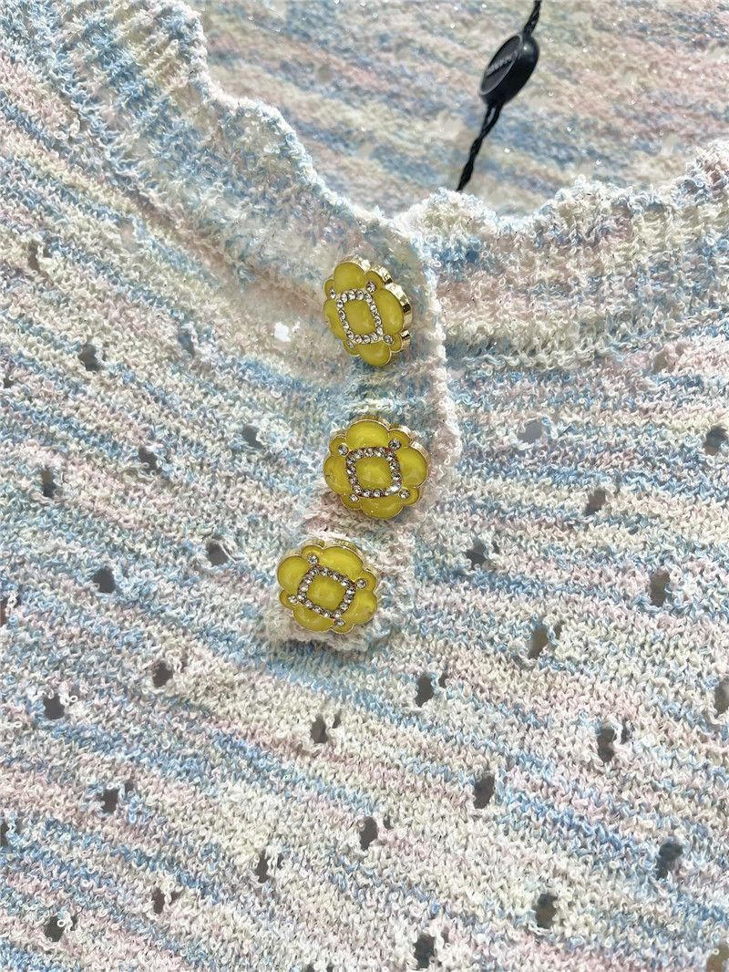 Ch**el colorful yarn lace hollow knitted vest replicas clothes