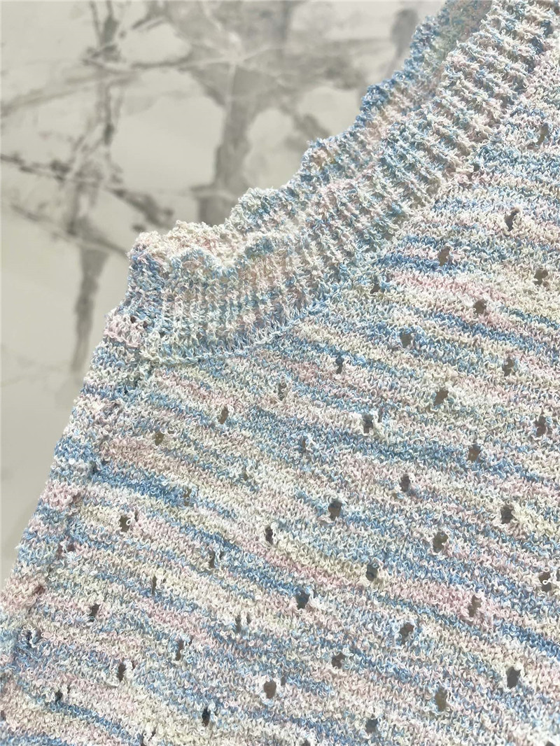 Ch**el colorful yarn lace hollow knitted vest replicas clothes