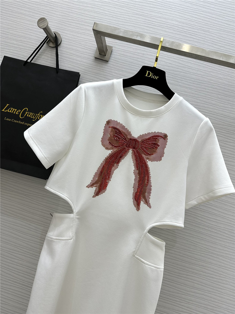 M1um1u bow waist short sleeve dress replica d&g clothing