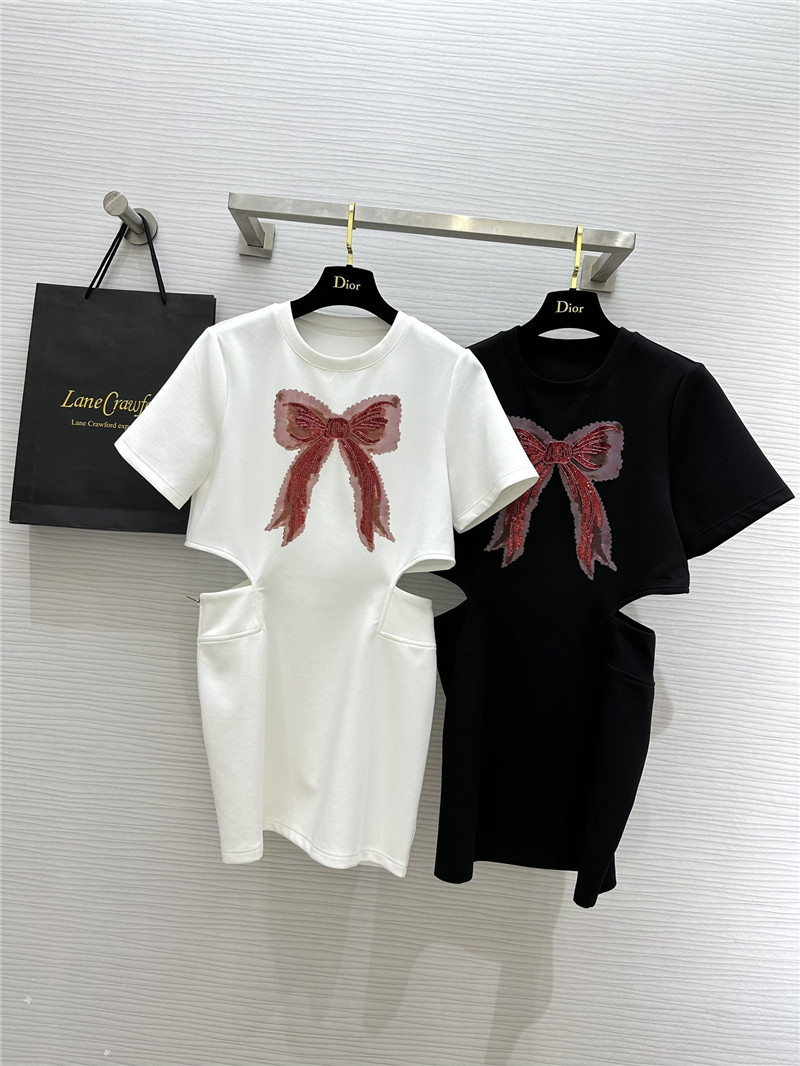 M1um1u bow waist short sleeve dress replica d&g clothing