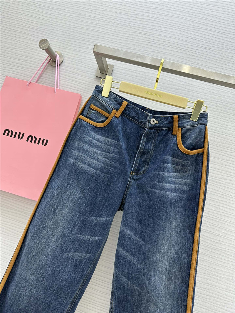 M1um1u leather patchwork jeans replica d&g clothing