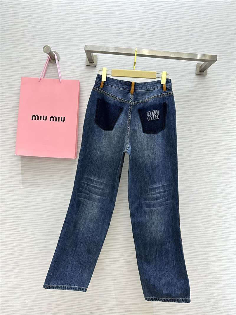 M1um1u leather patchwork jeans replica d&g clothing