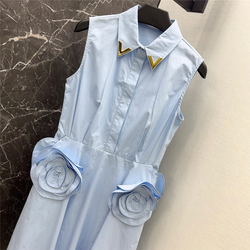 Va1e*ntin0 3d flower decoration lapel dress replica clothes