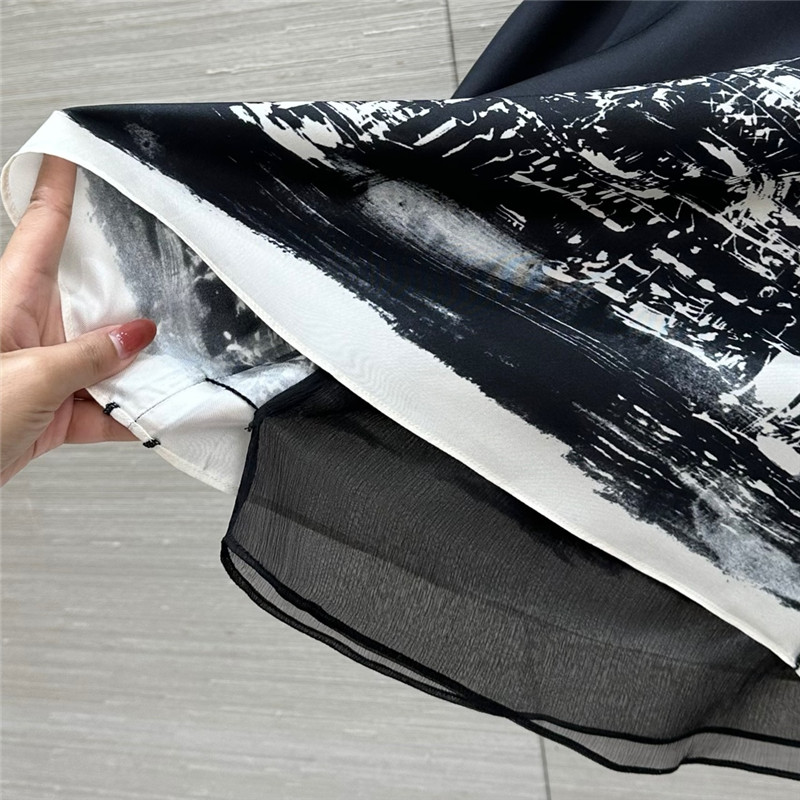 D10r eiffel tower printed silk long skirt replica clothes