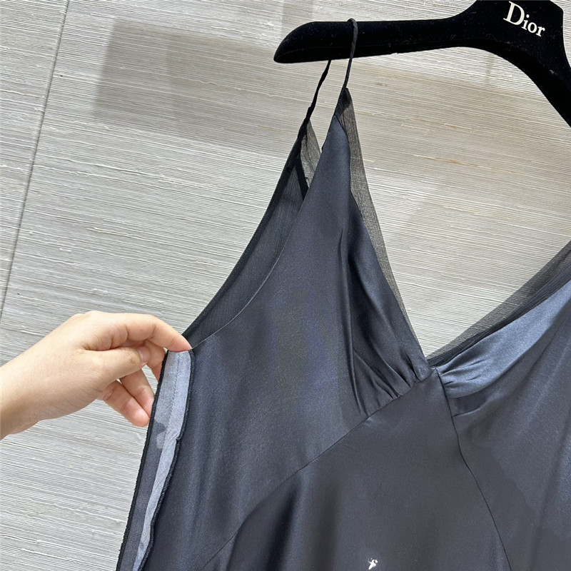 D10r eiffel tower print silk suspender dress replica clothing