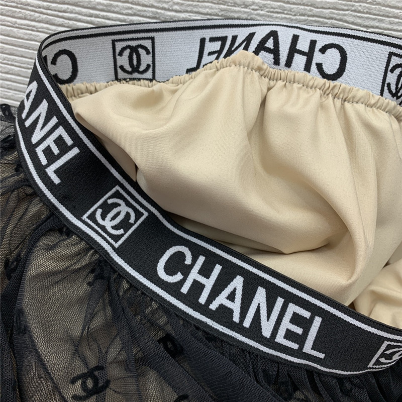 Ch**el logo see-through mesh skirt replicas clothes