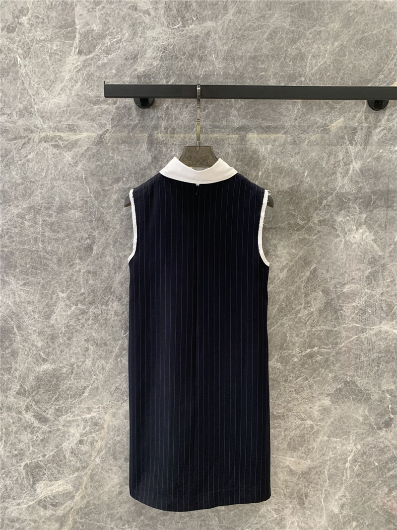 M1um1u shirt collar vertical striped sleeveless dress replica clothing