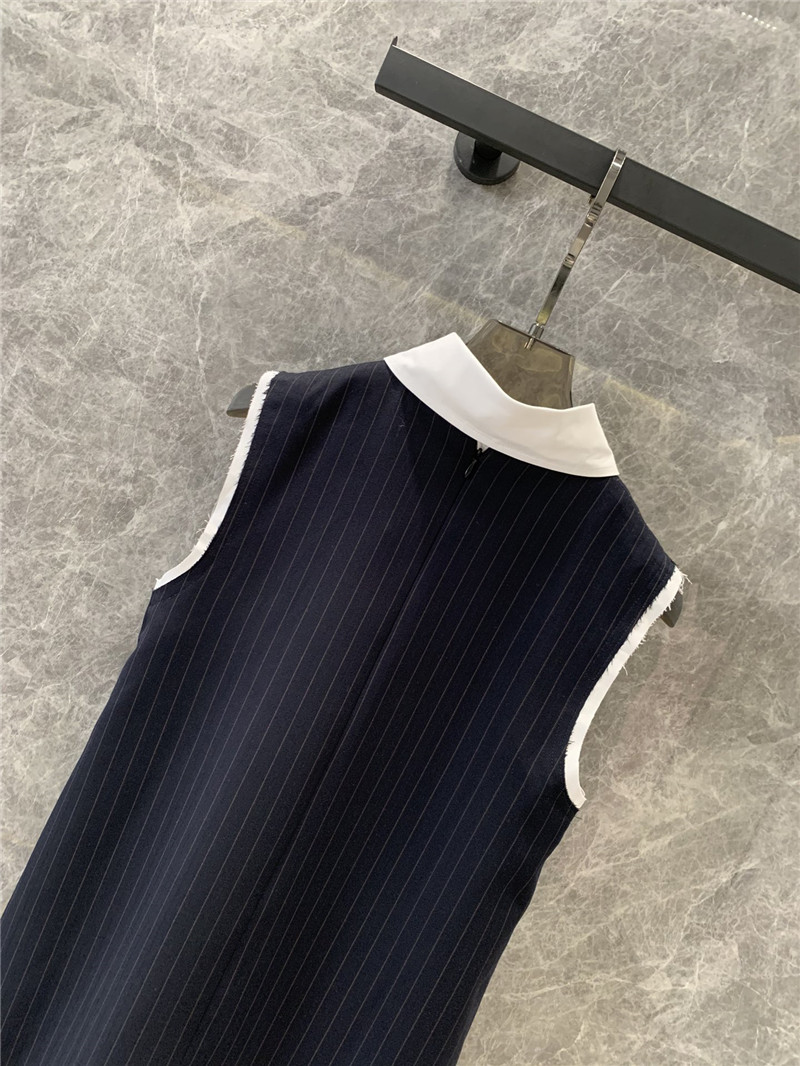 M1um1u shirt collar vertical striped sleeveless dress replica clothing